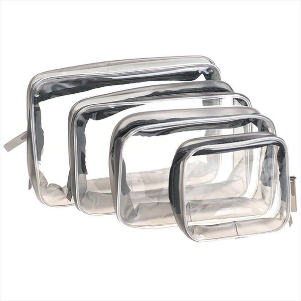 

cosmetic bags 4sizes multifunctional transparent storage bag dual zipper makeup pouch waterproof clear toiletry organizer