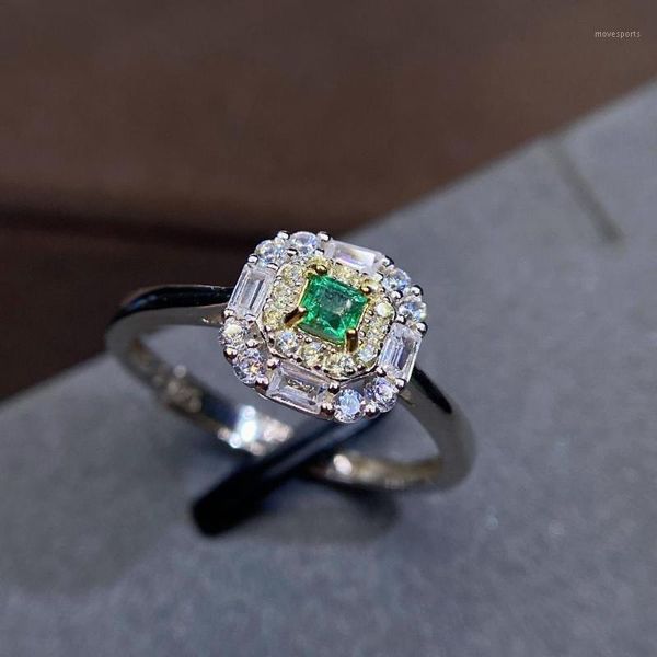 

cluster rings shilovem 925 sterling silver natural emerald ring fine jewelry customizable women open wholesale 3mm jcj0303568agml1, Golden;silver