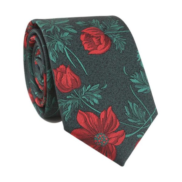 

bow ties 7cm big flowers printed necktie fashion casual mens jacquard polyester tie feather wedding festival men accessories, Black;gray