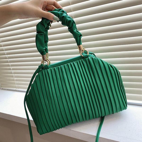 

evening bags trend pleated designer handbag shoulder bag for women 2021 pu leather crossbody purse lady satchels hobo