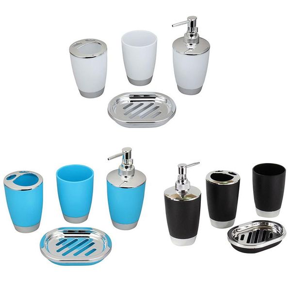 

bath accessory set 4pcs/set practical durable toothbrush holder + soap dispenser+washing cup+soap dish bathroom suit accessorie