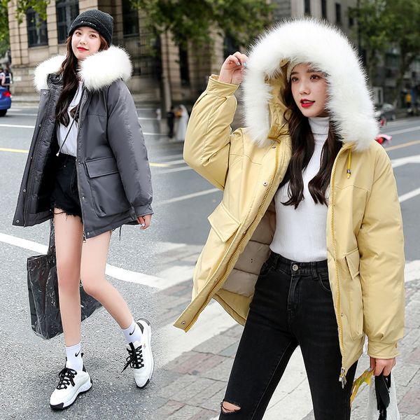 

Women's Down & Parkas Winter Jacket Women Large Size Woman Clothing Coat Thick Outwear Fur Hooded Female Parkas1 UUL7, Black