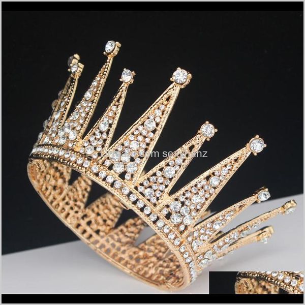 

clips & barrettes drop delivery 2021 vintage crystal queen king tiara crown bridal diadem headpiece wedding jewelry accessories women pagean, Golden;silver