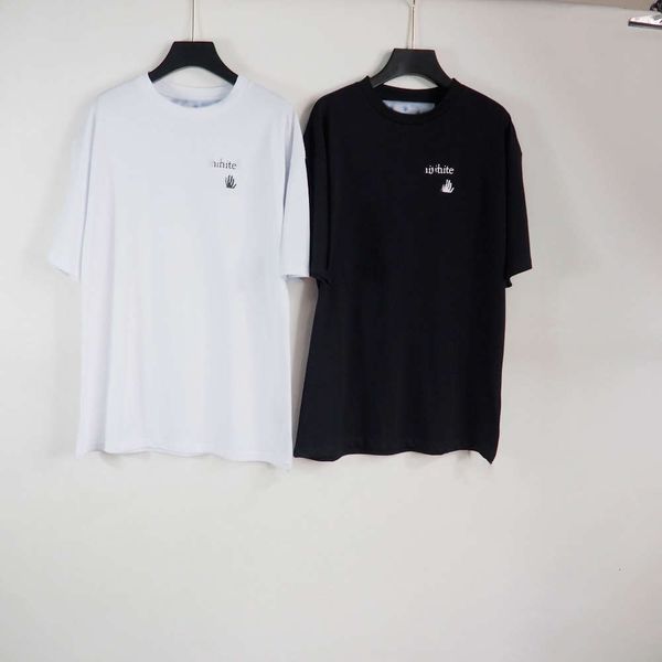 

2021 fashion casual high-end custom pure cotton blue dissolved arrow letter printing short-sleeved t-shirt offs, White;black