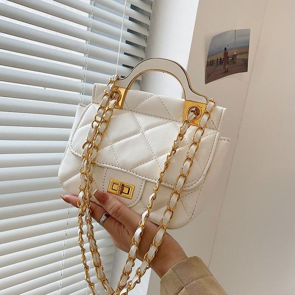 

shoulder bags women's bag 2021 simple fashion retro rhombic lattice embroidered thread portable single messenger chain
