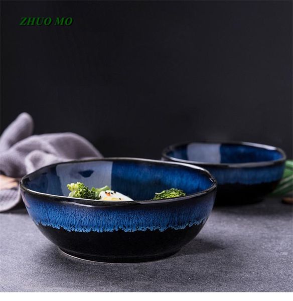 

creative blue kiln becomes ceramic bowl kitchen accessories for home dinner party gift cup saucer vegetable salad soup b326 bowls