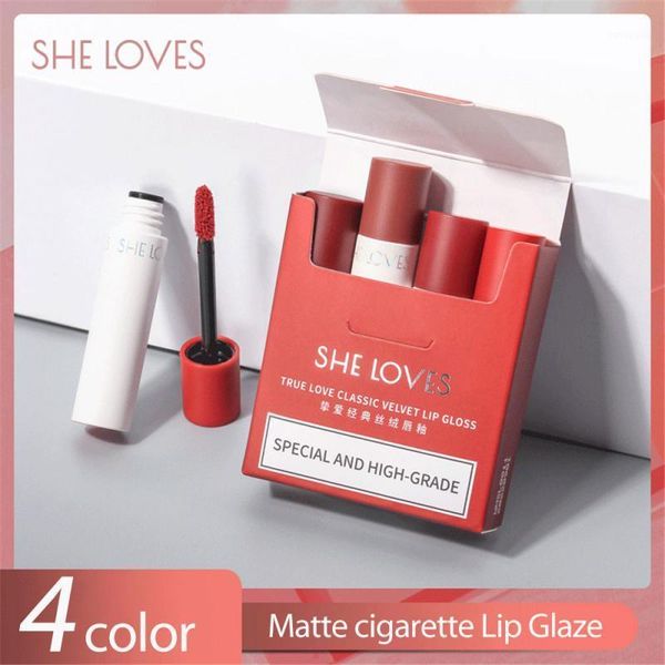 

4pcs/set makeup lip glaze waterproof lipstick no fading long lasting gloss cosmetic set tslm11