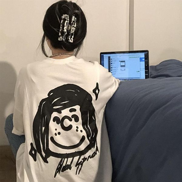 

summer cartoon short sleeve t-shirt for female students women's, White