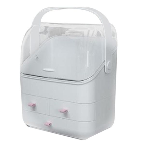 

jewelry pouches, bags 3-layer cosmetics storage box display drawer with lid waterproof, Pink;blue