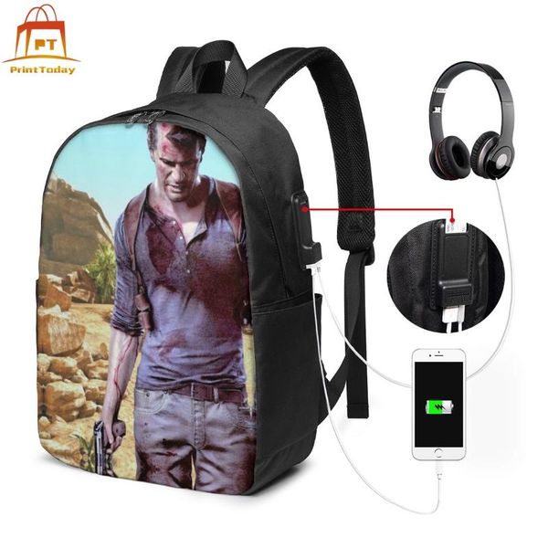 

backpack uncharted backpacks sports print bag teenage trendy man - woman bags