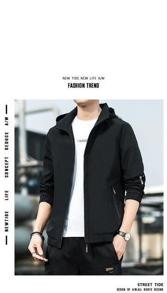 

men's casual jacket 2021 coat hooded work jackets, Black;brown
