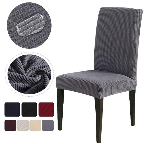 

knitting jacquard elastic stretch dining chair cover waterproof solid color protective slipcovers for banquet wedding covers