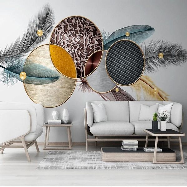 

wallpapers custom self-adhesive waterproof mural wallpaper 3d geometric feather tv background wall papel de parede stickers tapety