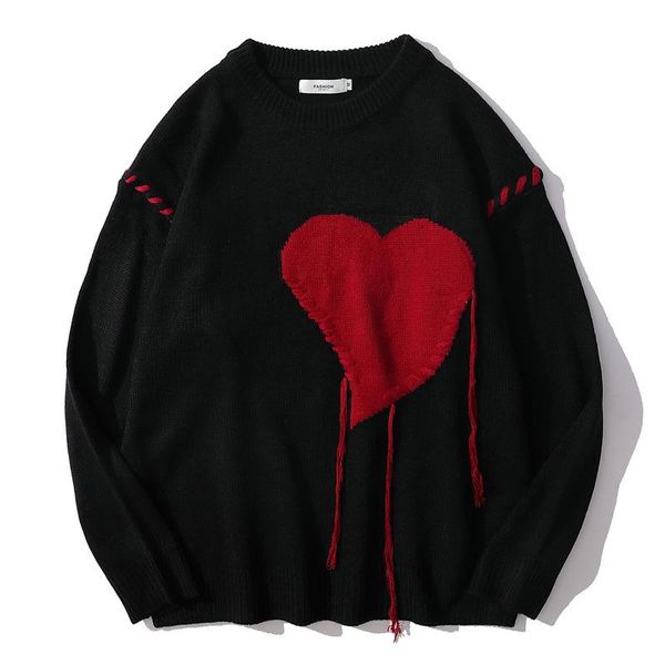 

men's sweaters 2021 autumn winter casual soft sweater men love print loose harajuku o neck mens fashion pullovers trendy street, White;black