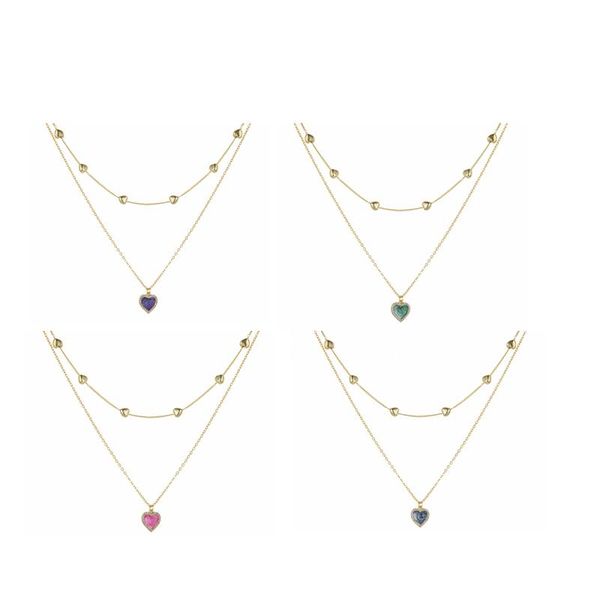 

chains fashion gold love heart short necklace double simple clavicle chain choker of women jewelry, Silver