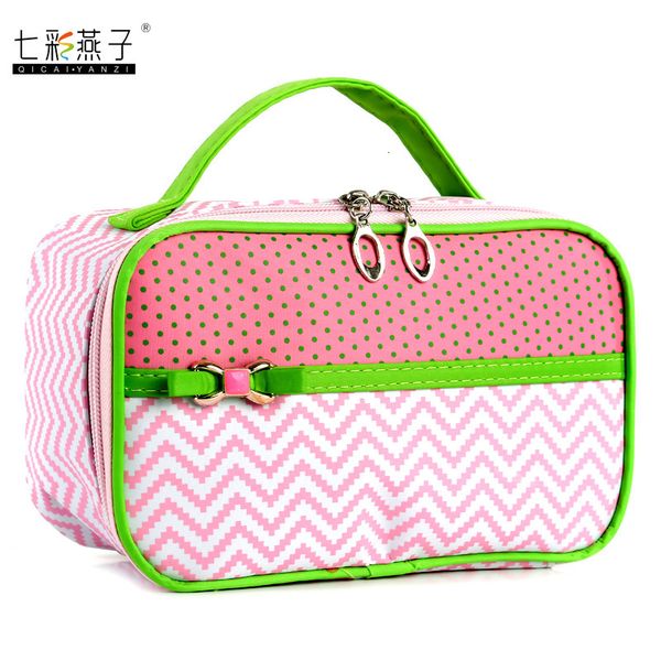 

cosmetic bag large capacity multifunctional fashion wave pattern handbag printing