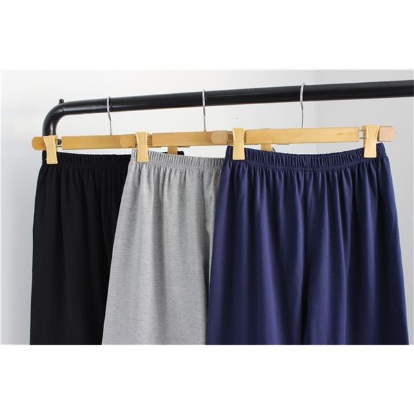 

men's pants xl-3xl pijama hombre large size cotton men's sleepwear pant half-length pajamas men sleep pant loose lounge home pajam, Black