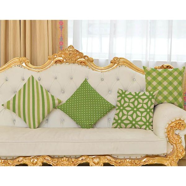 

green pastoral geometric cushions cotton linen throw pillow cover decorative geometry case almofadas 45x45cm cushion/decorative