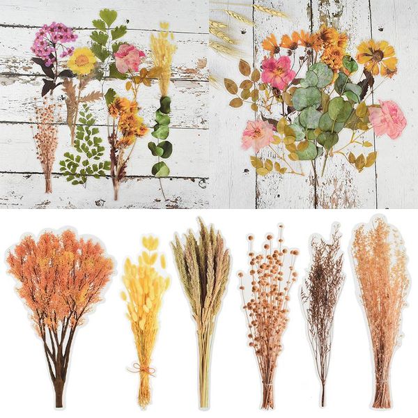 

gift wrap 6pcs/set simulation plant stickers floral green diy scrapbooking diary stationery craft label sticker