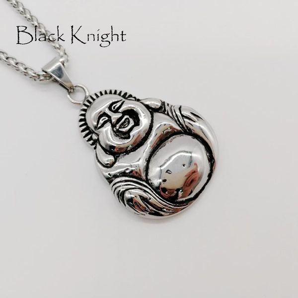 

pendant necklaces black knight vintage 316 stainless steel mens maitreya buddha necklace buddhism blkn0603, Silver