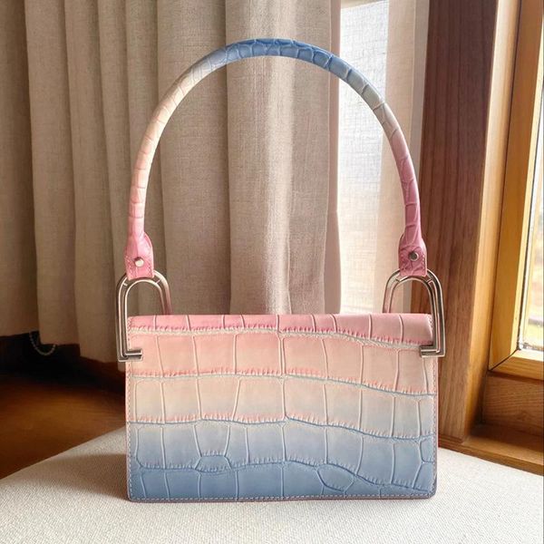 

waist bags gradient color underarm bag niche design fashion crocodile pattern small square shoulder handbag female