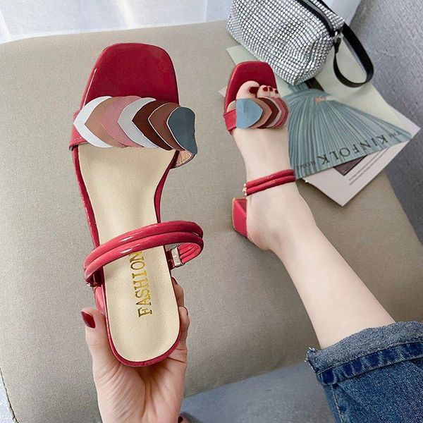 

sandals open-toed women's thick heel casual multicolor versatile high heels fashion 2021, Black