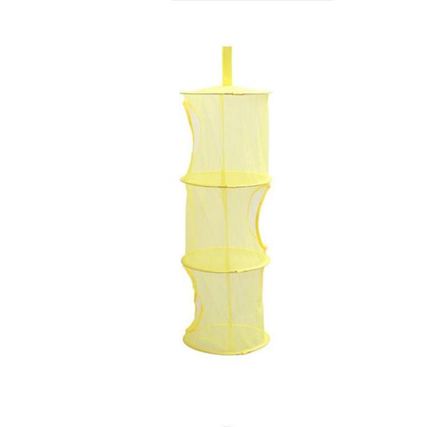 

hanging mesh space saver bags organizer 3 compartments storage basket for kids room (yellow) boxes & bins