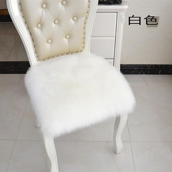 

faux sheepskin chair cover 3 colors warm hairy wool carpet seat pad long skin fur plain fluffy area rugs washable covers