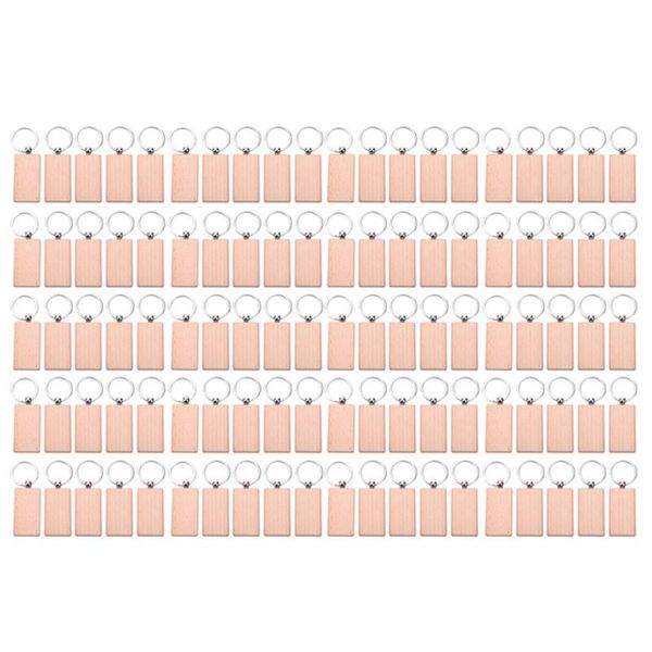 

keychains 100 blank wooden keychain rectangular key id can be engraved diy, Silver