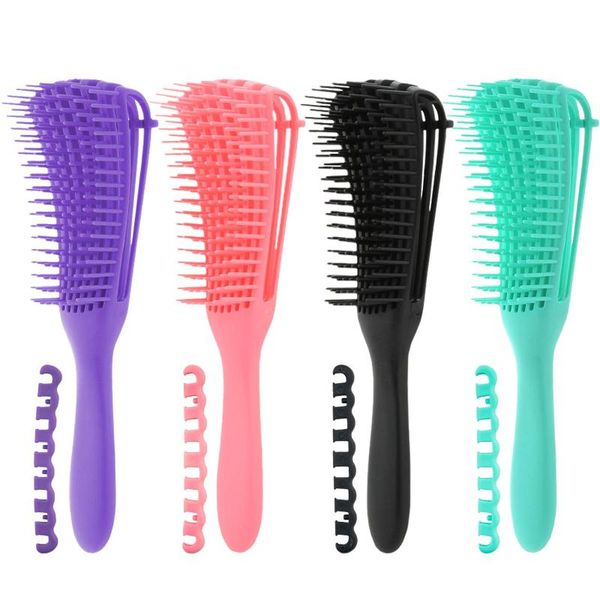 

hair brushes hairdressing eight-claw comb smooth anti-knot scalp massage brush women detangle hairbrush anti-tie knot combs, Silver
