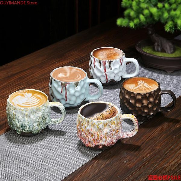 

mugs 260ml japanese-style creative ceramic coffee cup with hammer pattern retro kiln-changed mug home tea