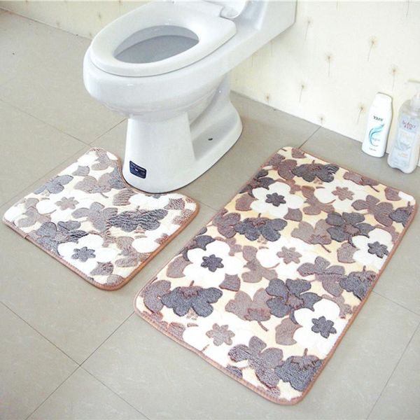 

stone bath pedestal non slip room comfy carpet mat 2 pieces cotton washable mats