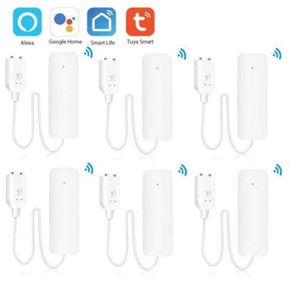 

smart home control 1-10pcs tuya wifi water level sensor monitor leakage alarm flooding detector tuya/smart life app for alexa google