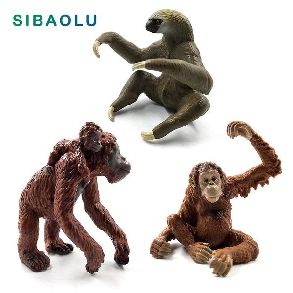 

decorative objects & figurines sloth orangutan chimpanzee gorilla gibbon monkey animal model figurine home decor miniature fairy garden deco