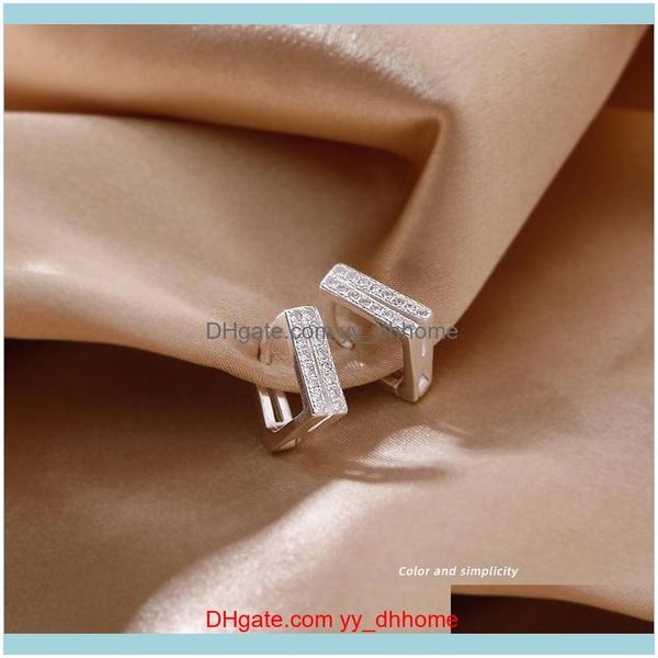 

jewelryfashion design sier- color square round hoop earrings for women girls shiny rhinestone delicate wedding jewelry gifts & hie drop deli, Golden;silver