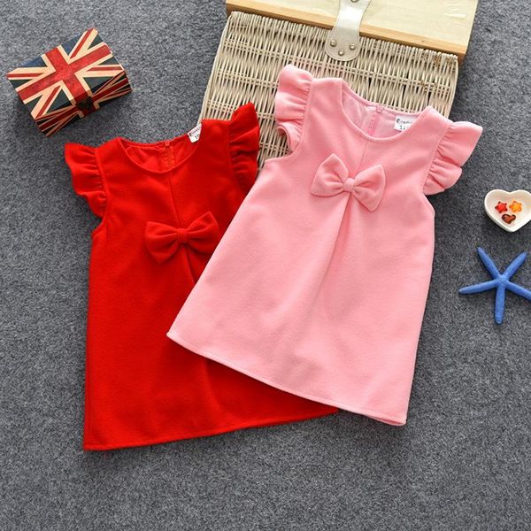 

girl's dresses 2021 girls vest dress spring and autumn korean all-match wool tank children clothing 1-6 years, Red;yellow