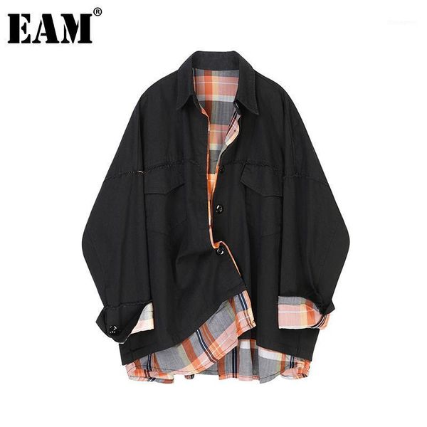 

women's jackets women's [] loose fit black plaid split big size jacket lapel long sleeve women coat fashion tide spring autumn 202, Black;brown