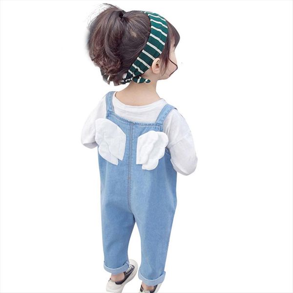 

jumpsuit for girl patchwork wing girls jeans three dimensional pocket kids denim overalls autumn baby clothes, Blue
