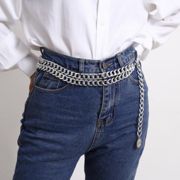 

other 2021 personalized two layer chain crystal hollow body female simple waist, Slivery;golden