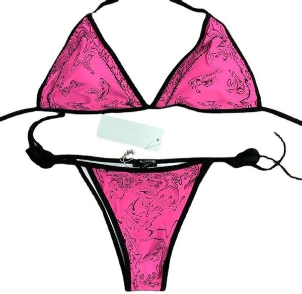 

women's swimwear bikini 2021 swimsuit women print low waist set back cross bandeau bathing suit female beach wear biquini, White;black