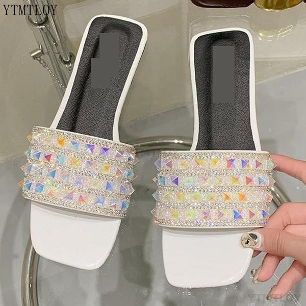 

slippers women mules shoes leather outdoor slip on flat ladies sandals summer zapatillas casa mujer, Black
