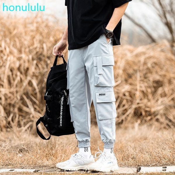 

men's pants 2021 beam foot tooling male tide brand loose harem korean version of the trend student wild 9 points, Black