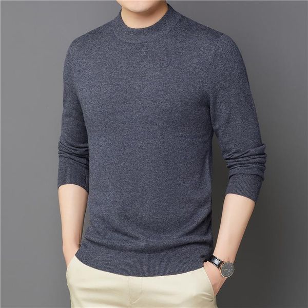 

men's sweaters male 100% wool pullover autumn & winter mock neck cashmere jumper warm pure knitwear long sleeved, White;black