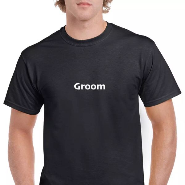 

groom husband wedding day honeymoon cotton t-shirt black white funny solid, White;black