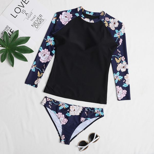 

long sleeve split bikini swimmer in 2021 new, White;black