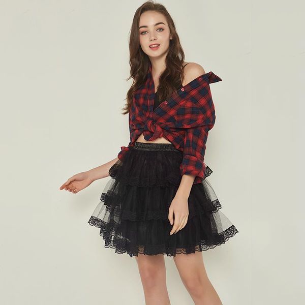 

skirts kartoska petticoat fairy tale style tutu mini tulle skirt womens lolita bridesmaid wedding faldas mujer saias jupe, Black