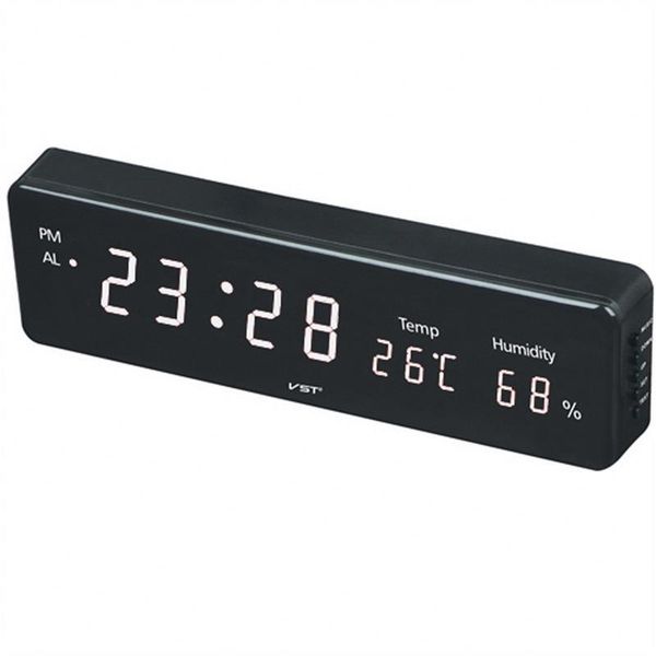 

timers usb electronic led digital wall clock with temperature humidity display clocks white blue green red for battery