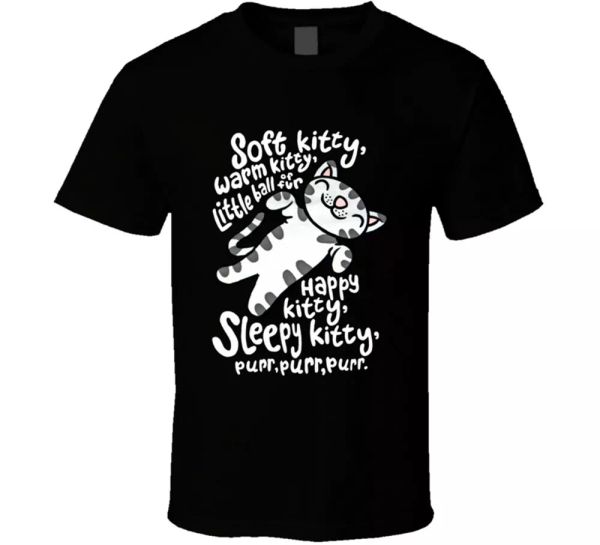 

soft kitty tee warm kitty happy sleep kitty purr big bang theory mens t shirt, White;black
