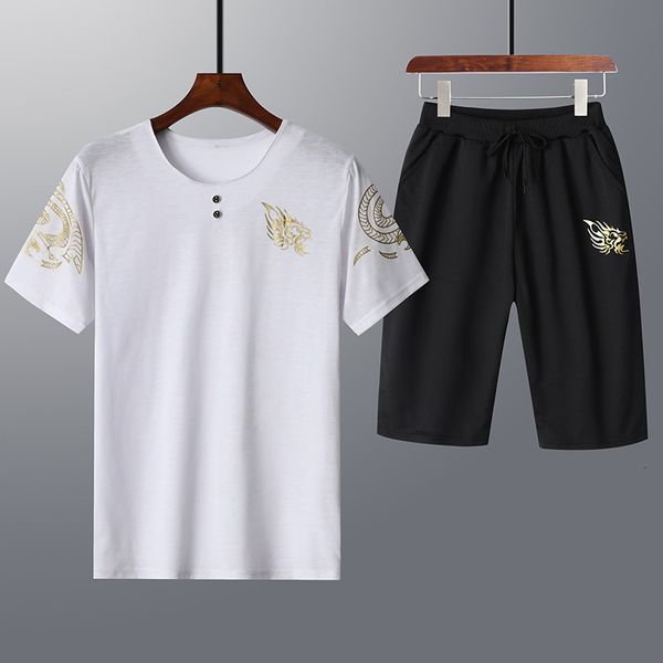 

2021 summer men's korean slim print t-shirt s short sleeve set men, Gray