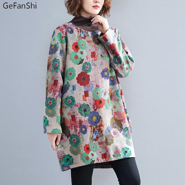 

casual dresses 2021 autumn winter women dress vintage print turtleneck fleece thick loose fashion office elegant ladies, Black;gray